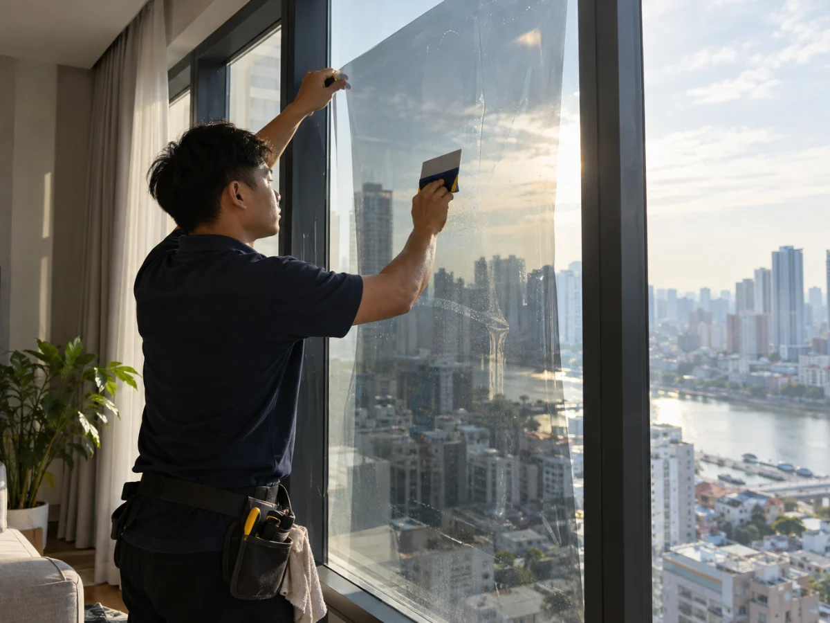 Dán phim cách nhiệt cửa kính căn hộ hướng Tây